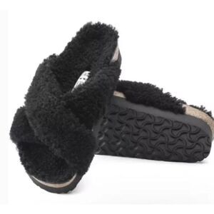 BIRKENSTOCK PAPILLIO Women Black Daytona Teddy Platform Sandal Slide 6/37